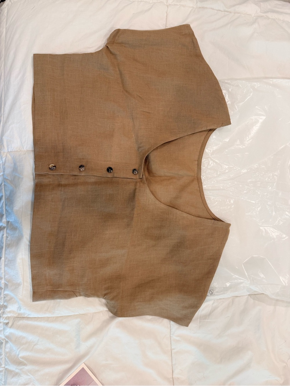 Handmade Linen Crop Top — Earthy Taupe - Picture 5 of 7